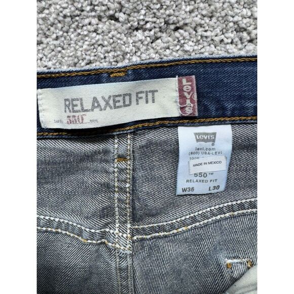 Levis Jeans Men 36x30 Blue 550 Relaxed Fit Straight Medium Wash Denim Vintage 04 - Picture 8 of 9